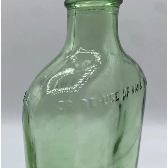 Vintage Green Glass Bottle One 1 Pint Federal Law Forbids Sale Or Reuse Flask - Picture 6 of 9